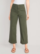 Old Navy High Rise Wide Leg Cropped Chino Pants Womens 12 Tall Green Str... - £20.77 GBP