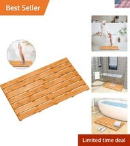 Bamboo Wooden Bath Floor Mat for Luxury Shower - Non-Slip Bathroom Water... - $92.20
