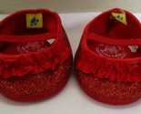 Build A Bear Workshop Red Glitter Slip On Shoes With Ruffle - $9.89