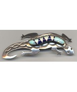 Signed Tooled Sterling Silver Geico Pin with Azurite and Lab Opal Inlay - €69,00 EUR
