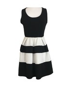 Finn &amp; Clover Womens Dress Junior Size Large Black White Stripe Sleevele... - $11.88