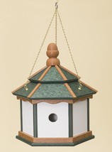 LARGE HEXAGON BIRDHOUSE Amish Handmade 3 Room Poly Plastic ~ Green Cedar... - $167.97