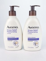 Aveeno Stress Relief Moisturizing Body Lotion w Lavender Oatmeal 12 Oz Lot of 2 - £20.39 GBP