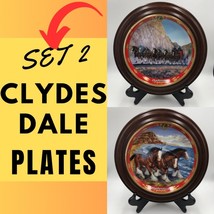 Vintage Set of 2 Budweiser Clydesdale Decorative Plates Round Wood Frame Danbury - £54.51 GBP