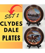 Vintage Set of 2 Budweiser Clydesdale Decorative Plates Round Wood Frame... - £54.47 GBP