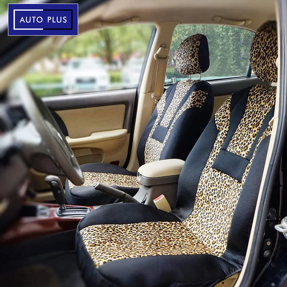 Leopard Print Short Plush Universal Car Seat Cover Winter Seat Covers Fit For - £26.79 GBP+