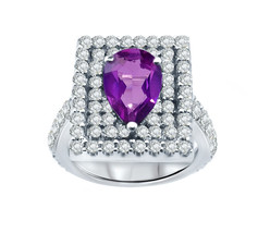 14k White Gold Diamond Ring With Pear Amethyst 1.50 ct - £1,470.48 GBP