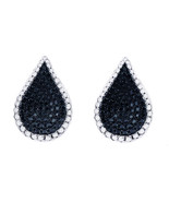 18k White Gold Black and White Diamond Teardrop Earrings With Push Backs... - $3,382.55 CAD