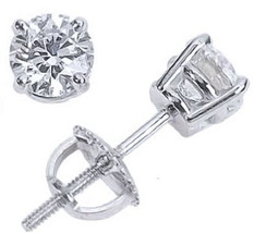 14k White Gold Round Diamond Studs 0.25ct In A Basket Setting With Screw Backs - £315.27 GBP