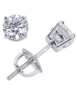 14k White Gold Round Diamond Studs 0.25ct In A Basket Setting With Screw... - £315.27 GBP