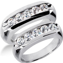 14k White Gold Exquisite His and Hers Diamond Wedding Bands 2.25ct Total - £2,198.22 GBP