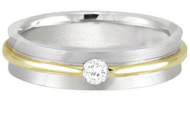 14k Two Tone Diamond Comfort Fit Wedding Band - £299.75 GBP