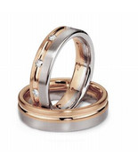 14k White and Rose Gold His and Hers Wedding Band With Diamonds Comfort Fit - $1,200.00