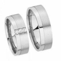 14k White Gold His and Hers Comfort Fit Diamond Wedding Bands - £959.04 GBP