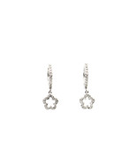 14k White Gold Diamond Flower Drop Earrings - £655.04 GBP