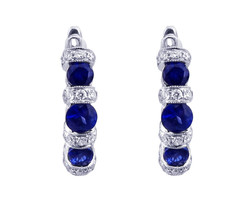 14k White Gold Blue Sapphire And Diamond Earrings - £809.24 GBP