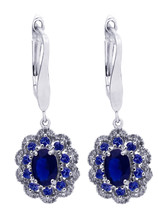 14K White Gold Diamond, Tanzinite And Sapphire Earrings - £1,001.32 GBP