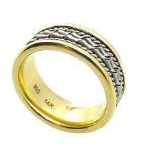 14k Two Tone Gold Fancy Wedding Ring - £480.29 GBP