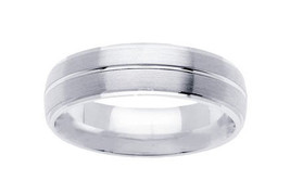 14k White Gold Matte Finish And Shiny Cut In Center - £313.97 GBP