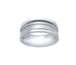 14k White Gold Wide Wedding Band With Wave Design - $599.00
