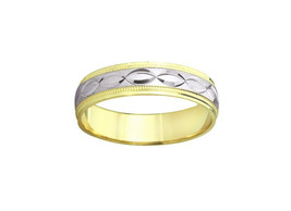 14k Two Tone Criss-Crossing Lines Wedding Band - £300.68 GBP