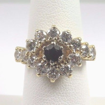 14k Yellow Gold Women&#39;s Diamond Cocktail Ring With Garnet January Birthstone - £558.64 GBP