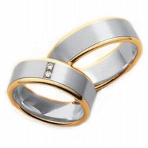 14k Two Tone Classic His and Hers Wedding Band - £795.35 GBP