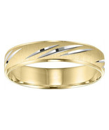 10K Yellow  Gold Satin Finish With Diagonal Diamond Cut  Comfort Fit Wed... - $3,788.52 MXN