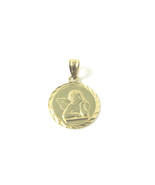 14k Yellow Gold Round Small Angel Charm Pendant - $1,694.36 MXN