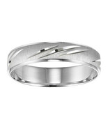 10K White Gold Satin Finish And Diagonal  Cuts Wedding Band - $3,788.52 MXN