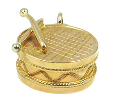 14k Yellow Gold Vintage 3D Drum Charm - £278.90 GBP