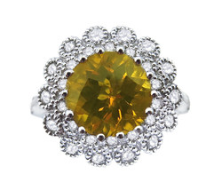 14K Sunburst Citrine Diamond Ring 0.75 ct - £999.19 GBP