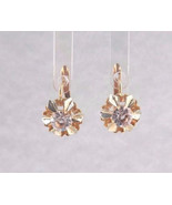 18k Yellow Gold 750 Flower Shaped  Earrings With CZ Stones And French Backs - £177.78 GBP