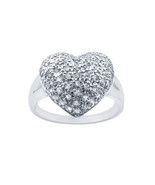 14k White Gold Diamond Puffed Heart Ring - $660.00