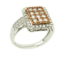 14k Two Tone Gold Sqaure Cluster Diamond Ring For Her 1.00 ct - $1,098.00