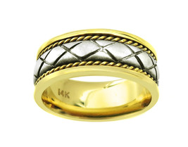 14k Two Tone Gold  Woven Design Wedding Band - £447.99 GBP