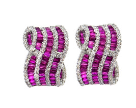 14k White Gold Diamond And Ruby Earrings 0.76 ct - $1,655.00