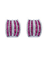 14k White Gold Diamond And Ruby  Gemstone  Earrings With French Back Cla... - £1,639.58 GBP
