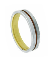 14k White And Yellow Gold Wedding Band - £400.11 GBP