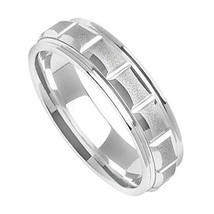 Square Pattern 14k White Gold Comfort Fit Wedding Band - £318.94 GBP