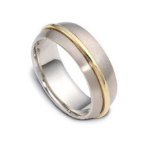 14k Classy Two Tone Gold Comfort Fit Wedding Band - £359.71 GBP