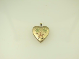 14k Yellow Gold Filled Heart Locket With Intricate Flower Design Pendant - $44.00
