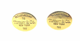 18k Yellow Gold 750 Please Return To Tiffany &amp; Co. New York Men&#39;s Cufflinks - £1,403.40 GBP