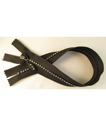 12 Zippers - Black Closed-Bottom 14&quot; Rhinestone Crystals Zippers D418.01... - $71.64