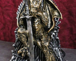 Bronzite Dragon Sitting On Iron Throne Of Swords With Valyrian Blade Fig... - $42.99