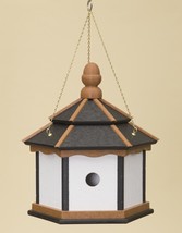 LARGE HEXAGON BIRDHOUSE Amish Handmade 3 Room Poly Plastic ~ Black Cedar... - £134.26 GBP