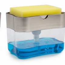 Metallic Silver Dish Soap Dispenser and Sponge Holder 13oz - $661.44 MXN