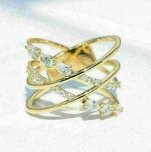 14K Yellow Gold Finish Criss Cross Unique Engagement Ring 1.50Ct Pear Diamond - £88.96 GBP