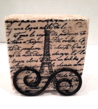 Vintage PARIS Eiffel Tower Tumbled Marble Set of 4 Coasters Heavy in Stand - £18.18 GBP