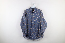 Vtg 90s Chaps Ralph Lauren Mens Medium Faded Canoe Indian Feather Button Shirt - $54.40